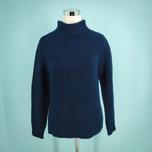 Point Sur J. Crew Size XS Blue Mock Neck Merino Wool Alpaca Pullover Sweater